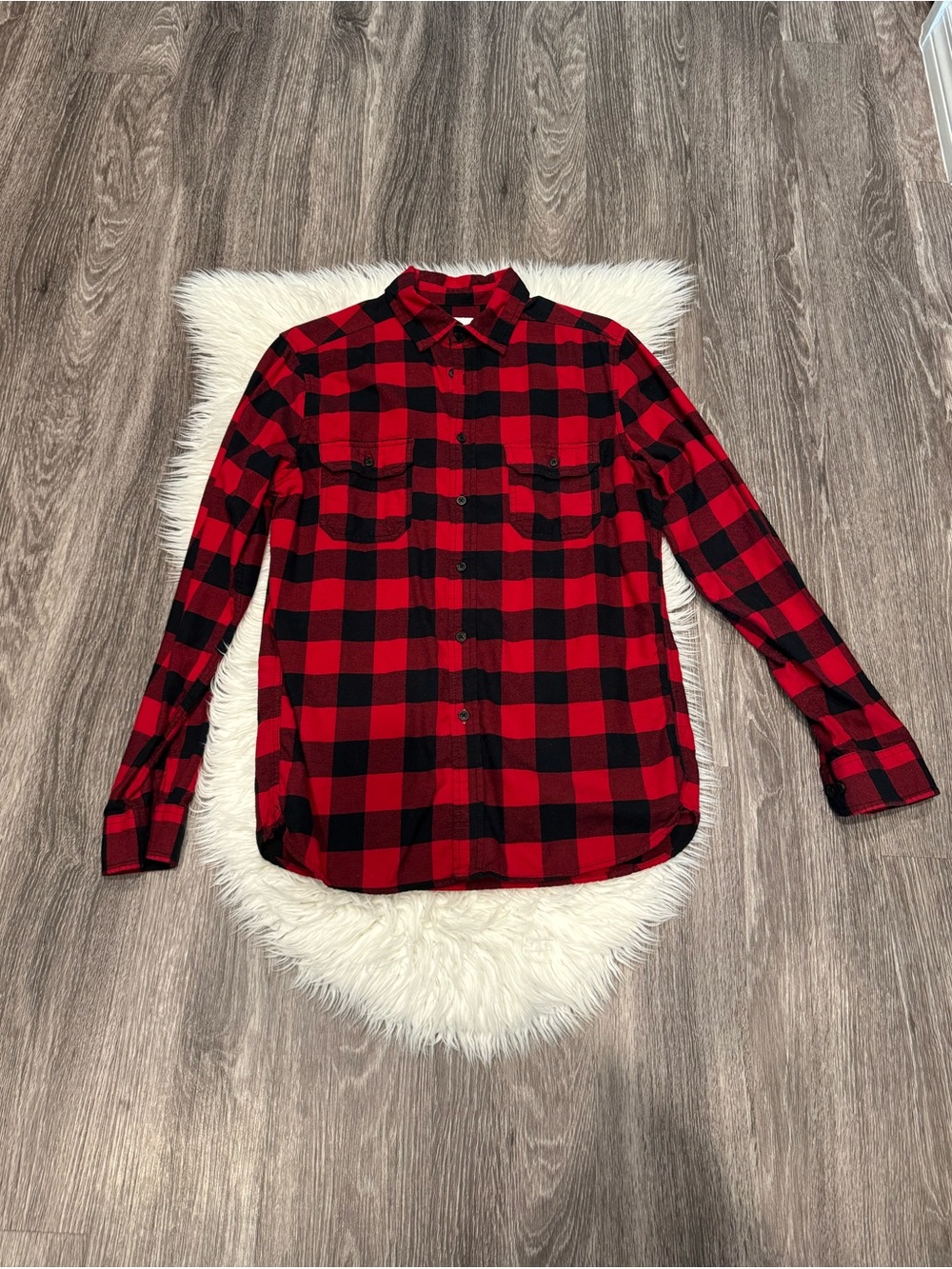 Goodfellow & Co Men's Red and Black Buffalo Plaid Flannel Shirt